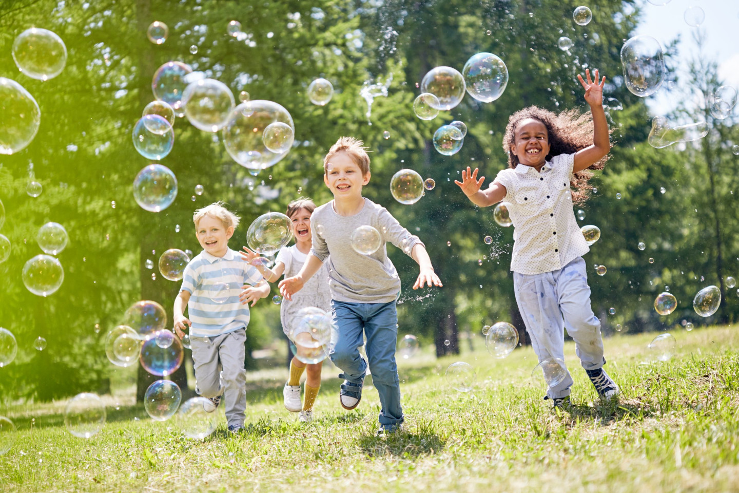 Little Kids Having Fun Outdoors